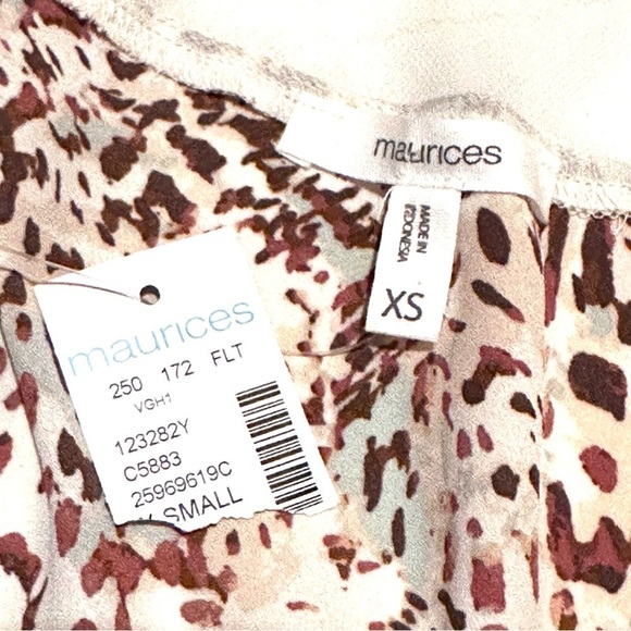 NWT Maurices Animal Print Sheer Stripe Neutral Tank Top Women's XS - Picture 2 of 8